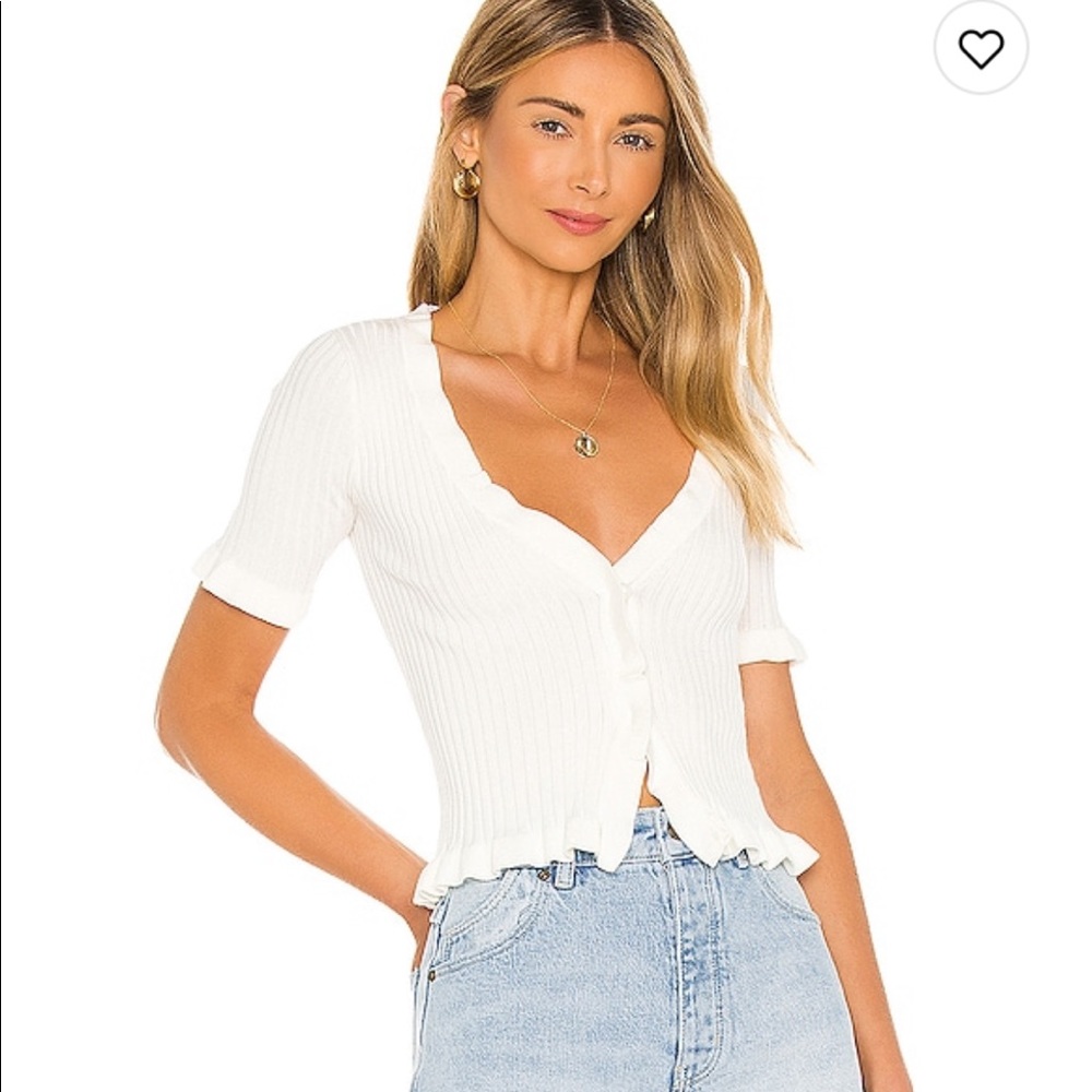 White ruffled lovers and friends top. Size medium